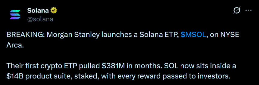 摩根士丹利推出以太坊与Solana ETPs：机构加密投资再添新动力