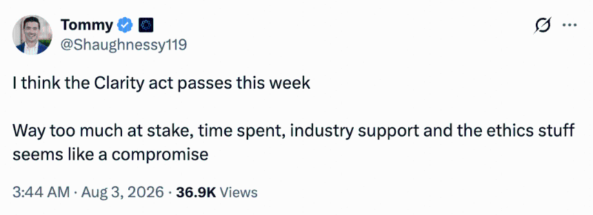 I think the Clarity act passes this week