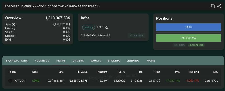 FARTCOIN鲸鱼交易数据