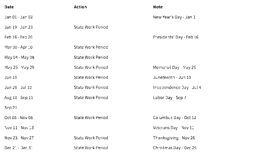 Tentative 2026 Legislative Schedule