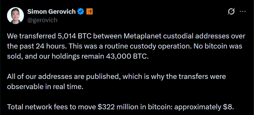 Metaplanet BTC转移截图