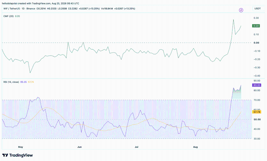WIF CMF and RSI chart.