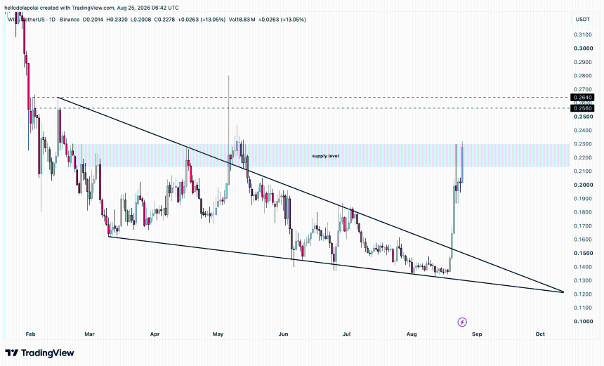 WIF price chart.